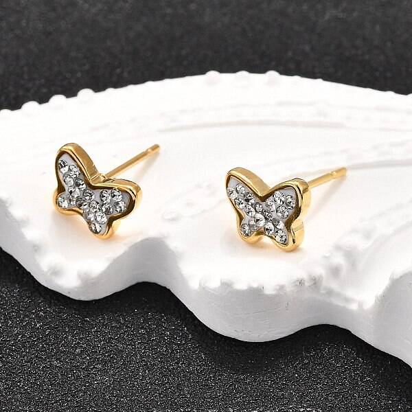 12 Pairs 304 Stainless Steel Rhinestone Stud Earrings