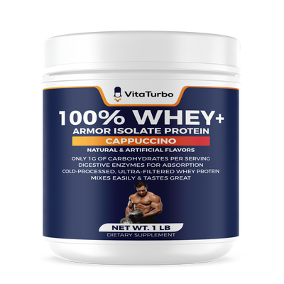 100% Whey+ Armor Isolate Protein - 1 LB (Cappuccino) - 28 Grams