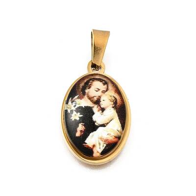 Religion Theme 304 Stainless Steel Pave Epoxy Pendants