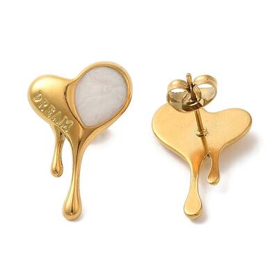 Ion Plating(IP) 304 Stainless Steel Heart Stud Earrings