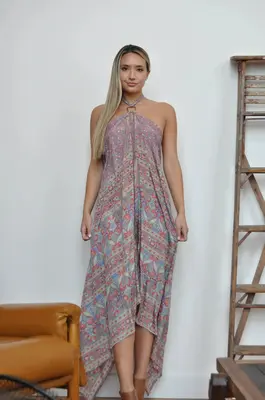 Resplendent Ring Halter Dress - Eco Couture | Size: O/S | Color: Earth Tones