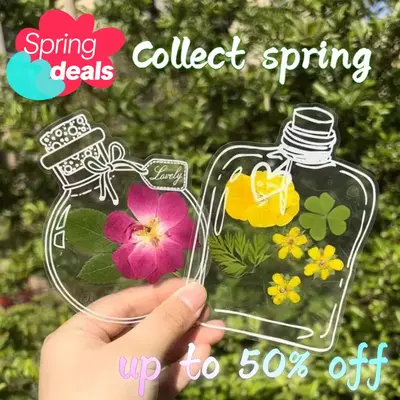 Spring 40Pcs DlY Bookmarks, Transparent Dried FlowerSpring Bookmarks, Handmade Dried FlowerBookmarks,Flower Bookmarks Maker, ...