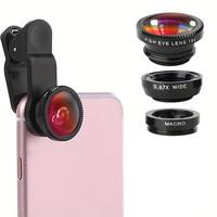 3 in 1 Phone Camera Lens Kit, 180 Degree Fisheye Lens & 120 Degree Wide-Angle Lens & Macro Lens, Phone Accessories for iPhone...