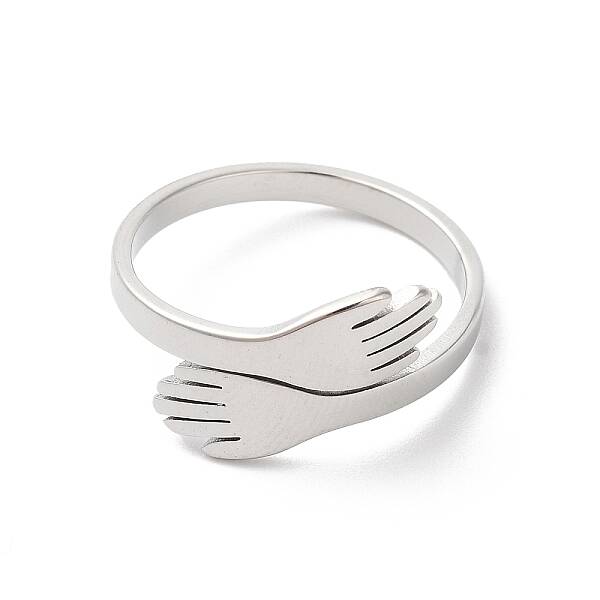 Non-Tarnish 304 Stainless Steel Hand Hug Cuff Ring for Women