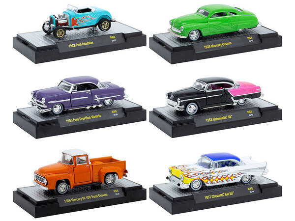 Auto Meets Set of 6 Cars IN DISPLAY CASES Release 88 Limited Edition 1/64 Diecast Model Cars by M2 Machines