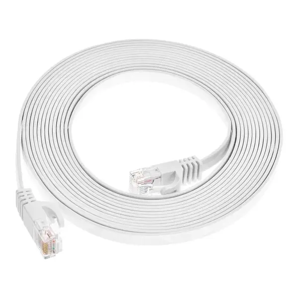 43079 Monoprice Cat6 Ethernet Patch Cable Flat FLEXboot Snagless RJ45 550MHz UTP Pure Bare Copper 30AWG 14ft White
