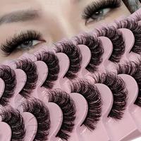 Fluffy False Eyelashes Cluster, Wispy DD Curl Russian Roll Faux Cluster Lashes, Volumized False Eyelashes for Women & Girls ...