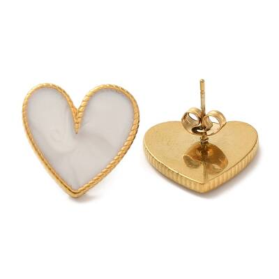 Ion Plating(IP) 304 Stainless Steel Heart Stud Earrings
