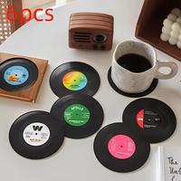 Retro Disc Design Drink Coaster, 6pcs/Set Creative Heat Resistant Non-slip Cup Pads For Home Kitchen Party Table Decor, Ki...