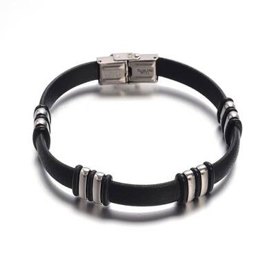 Jewelry Black Color PU Leather Cord Bracelets