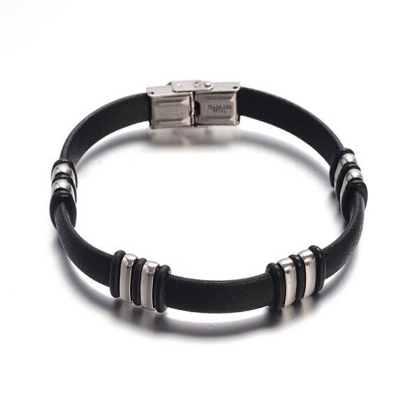 Jewelry Black Color PU Leather Cord Bracelets