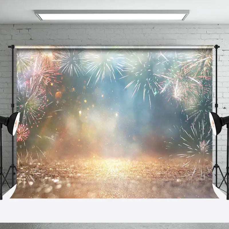 Blurry Night Sparks Flicker Happy New Year Backdrop - Aperturee