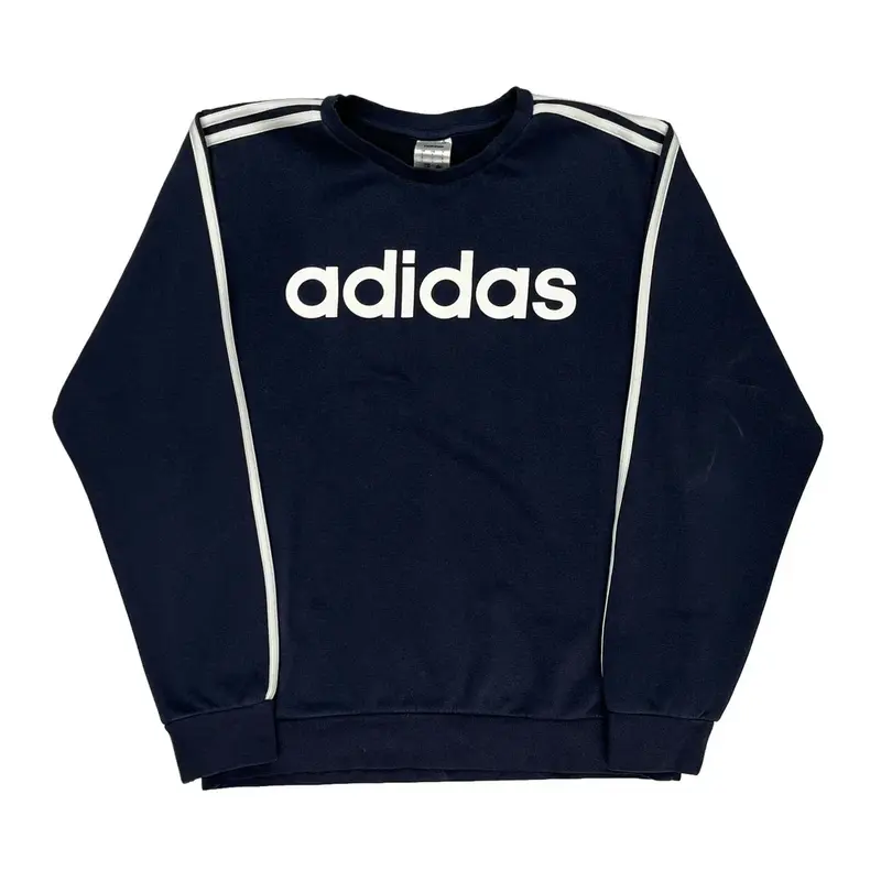Adidas Spellout Sweatshirt - Large Navy Cotton Blend
