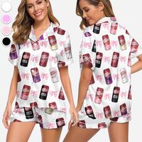 Dr Pepper Multi Flavors Pajamas Set, Dr Pepper Lover Sleepwear, Premium Satin Loungewear