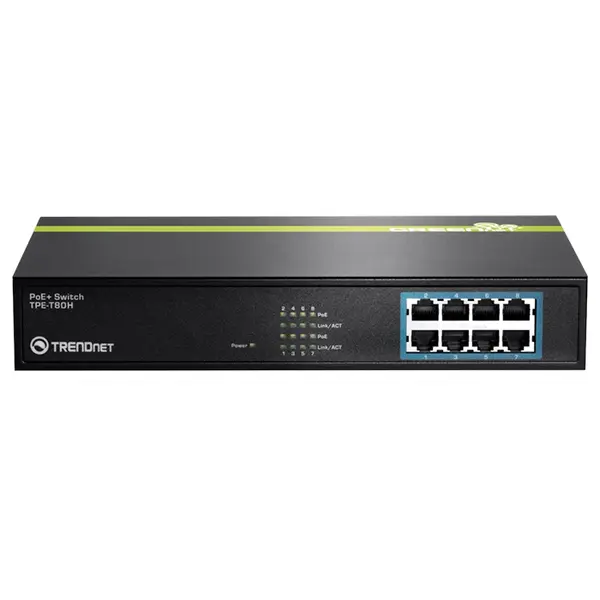 TPE-T80H TRENDnet GREENnet 8 x RJ-45 Ports 10/100Base-T Layer 2 Unmanaged Rack-mountable Fast Ethernet Network Switch