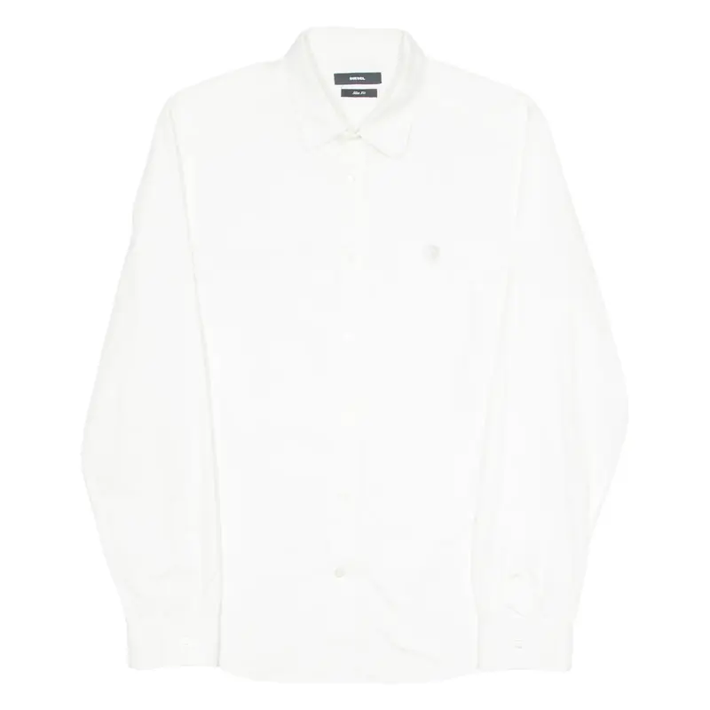 DIESEL Mens Plain Shirt White Long Sleeve L