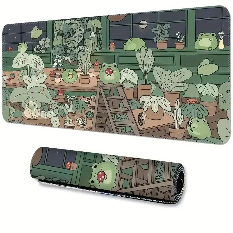 Cartoon Frog Pattern Extended Mouse Pad, Rectangle Non-slip Gaming Mouse Pad, Office Desk Mat For Home Office Desk