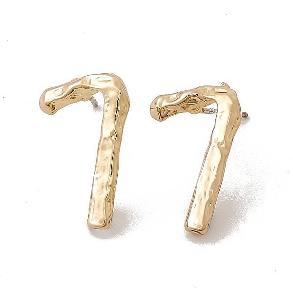 Brass Number Stud Earrings with 925 Sterling Silver Pins for Women