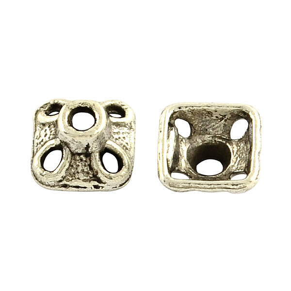 4-Petal Tibetan Silver Bead Caps