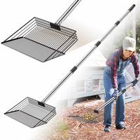 Chicken Poop Scooper  Stainless Steel Coop Scoop 63-inch Adjustable Long Handle Metal Rake Large Cleaning Tools Heavy Duty Sa...