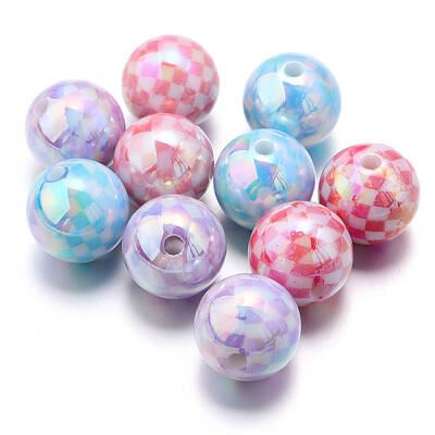 10Pcs UV Plating Colours Acrylic Beads