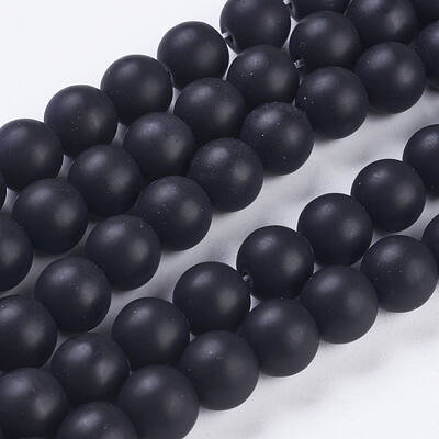 Synthetic Black Stone Bead Strands
