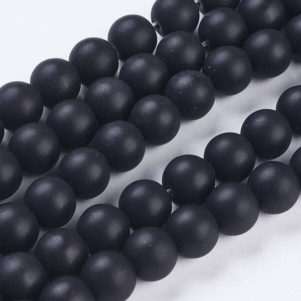 Synthetic Black Stone Bead Strands