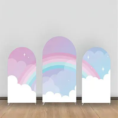 Purple Blue Night Clouds Rainbow Arch Backdrop Kit - Aperturee