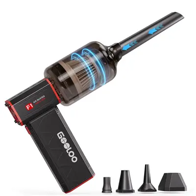 GOOLOO F1 Electric Air Duster, 160000 RPM Brushless Motor, 2600mAh Rechargeable Battery, LED Light, Dust Blower for Keyboard,...