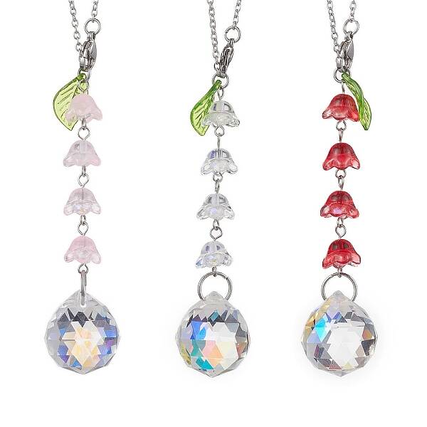 3Pcs 3 Colors Glass Lily of the Valley Pendant Decorations