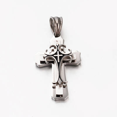 Tarnish Resistant Hot Fashion Bi-Color 201 Stainless Steel Cross Pendants