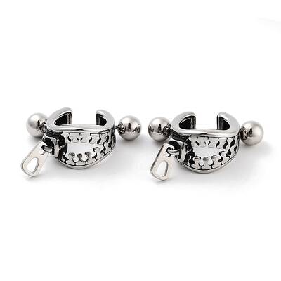 Zipper 316 Surgical Stainless Steel Shield Barbell Hoop Earrings