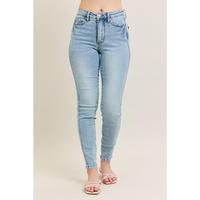 Judy Blue High Waist Skinny Jeans Plus Size 88980 Vintage Wash Above the Ankle Denim Tummy Control Fashion Essential Women's ...
