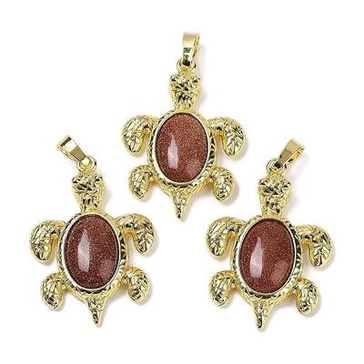 Synthetic Goldstone & Brass Pendants