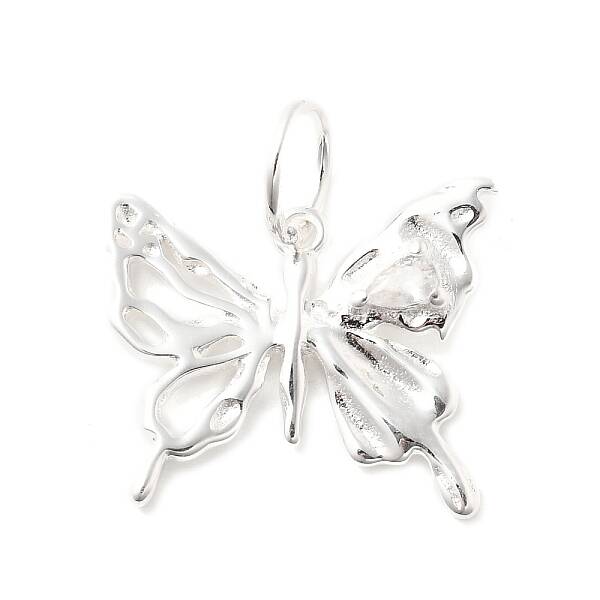925 Sterling Silver Pave Clear Cubic Zirconia Hollow Butterfly Pendants