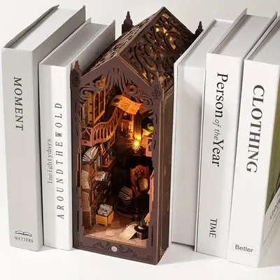 Book Nook Kit, Mini Book Shelf Decorative Craft, DIY Handmade DIY Miniature House Kit, Home Decoration and Art House, Perfect...