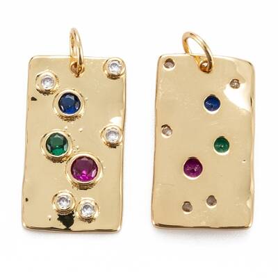 Brass Micro Pave Cubic Zirconia Charms