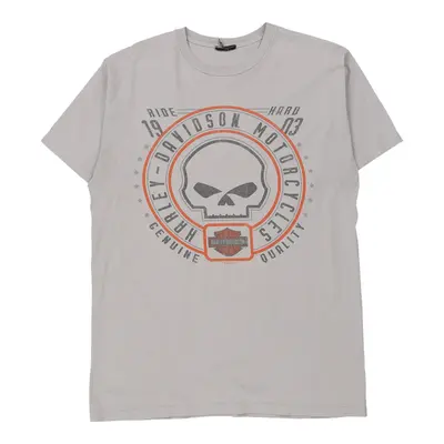 Menomonee Falls Harley Davidson Graphic T-Shirt - Medium Grey Cotton