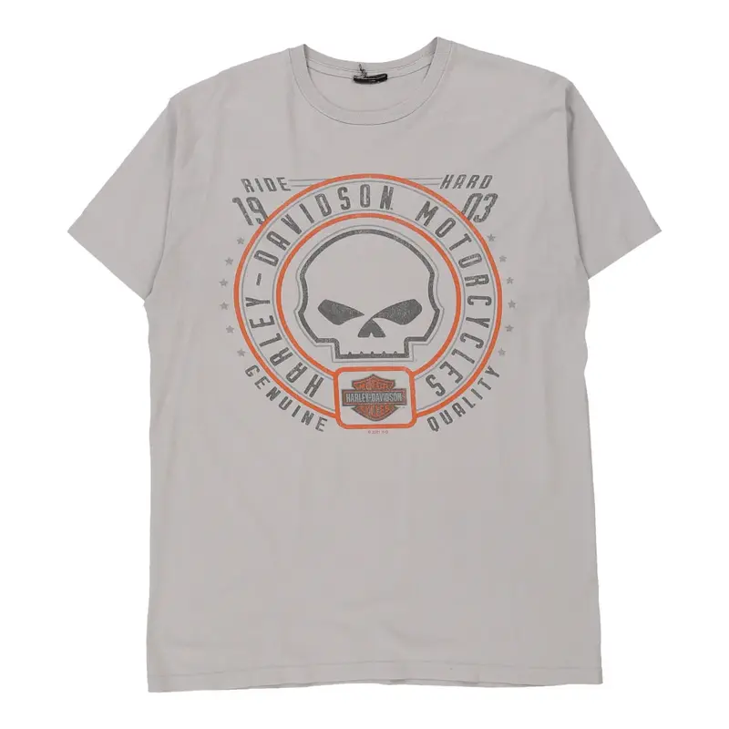 Menomonee Falls Harley Davidson Graphic T-Shirt - Medium Grey Cotton