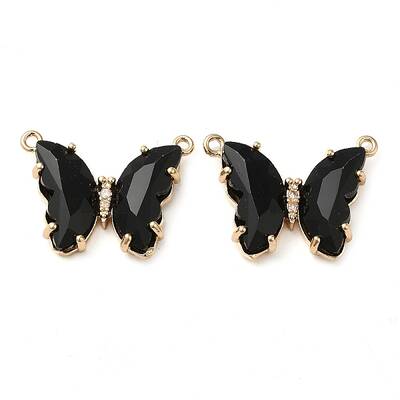 Brass Pave Faceted Glass Connector Charms