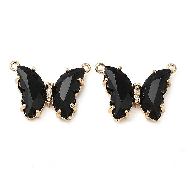 Brass Pave Faceted Glass Connector Charms