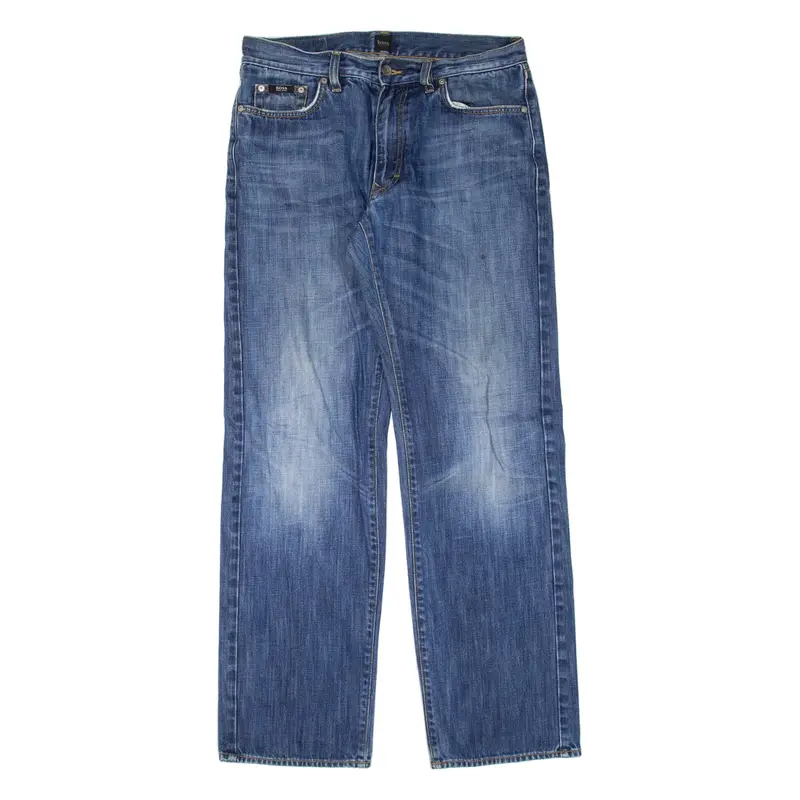 BOSS HUGO BOSS Mens Jeans Blue Relaxed Straight W34 L34