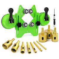 Diamond Hole Saw Kit, 10 PCS Dry/Wet Brazing Tile Core Guide Jig Hollow Drill Bits Sets with Double Suction Cups for Ceramic,...