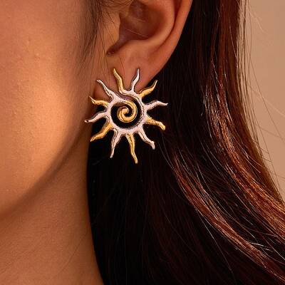 304 Stainless Steel Two Tone Stud Earrings