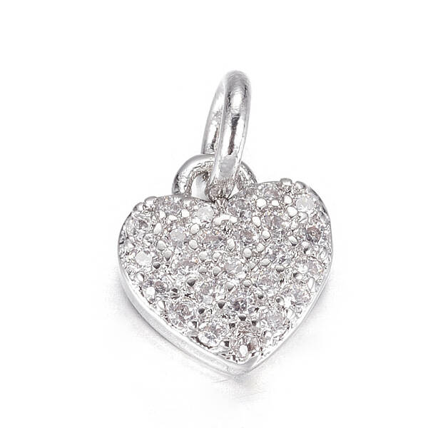 Brass Micro Pave Clear Cubic Zirconia Charms