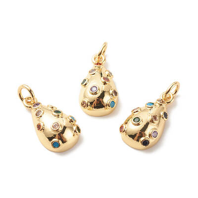 Brass Micro Pave Colorful Cubic Zirconia Pendants