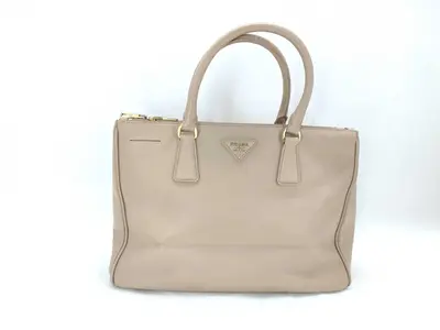 Pre-owned PRADA PVC Shoulder Bags Saffiano leather handbag beige handbag