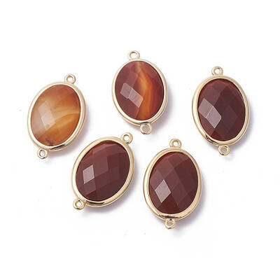 Golden Tone Brass Natural Agate Links connectors