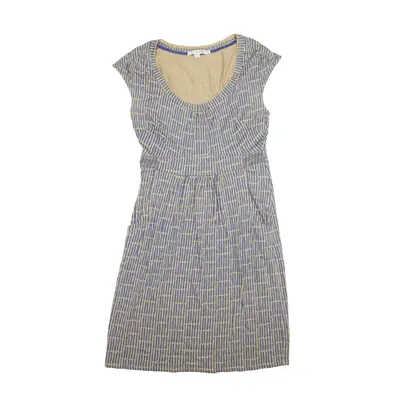 BODEN Fit & Flare Dress Blue Crazy Pattern Sleeveless Knee Length Womens UK 10