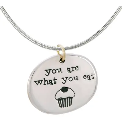 You Are What You Eat Necklace - with Silver Plated Chain